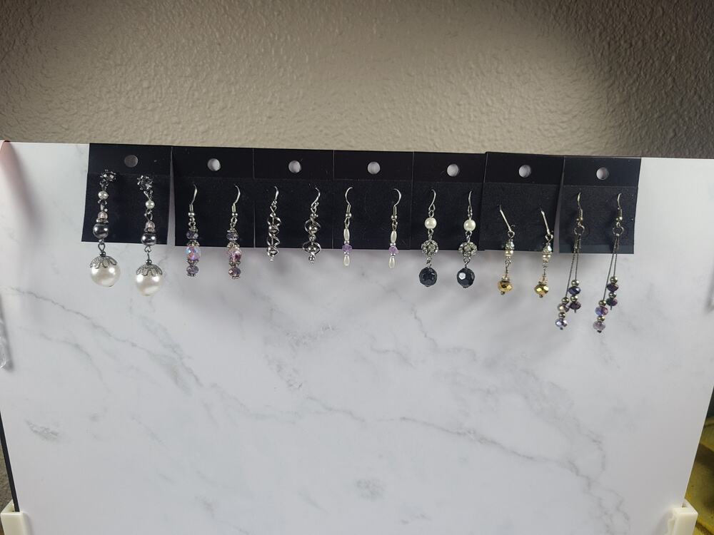 Vintage Pierced Earrings Lot 7 Pairs Faux Pearl Crystal Beaded Dangle Boho